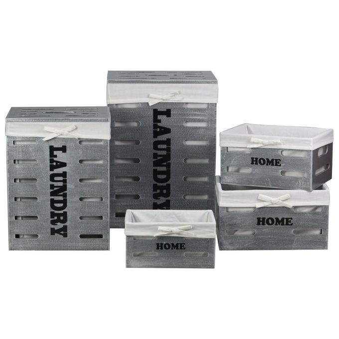 5 ceste portabiancheria Laudry in mdf grigio nero