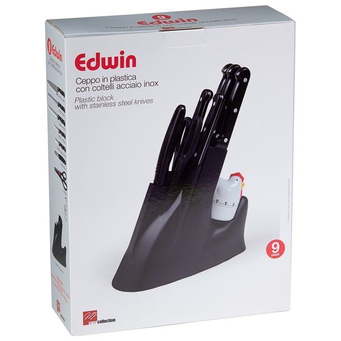 Ceppo di coltelli Edwin 9 pezzi in acciao e plastica