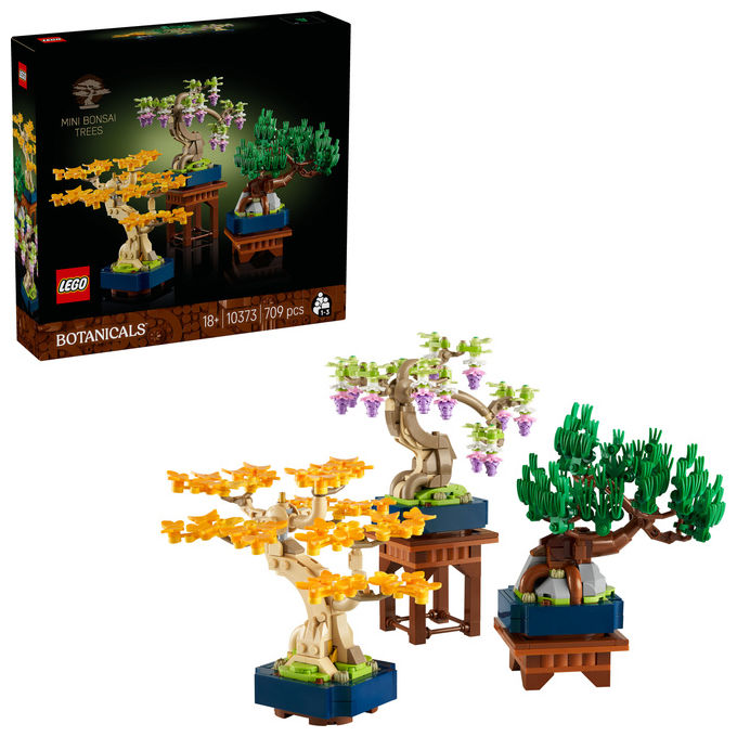 Lego 10373 Botanicals Mini Bonsai Set da Costruzione 3 Piante Artificiali con Foglie Intercambiabili e 2 Espositori colore Multicolore