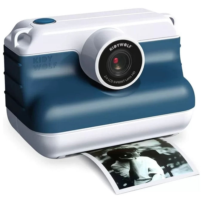 Kidywolf K-PRINT Fotocamera Istantanea con Stampa Termica 8 MP Schermo LCD 2,4'' MicroSD fino a 32 GB Batteria Ricaricabile colore Blu