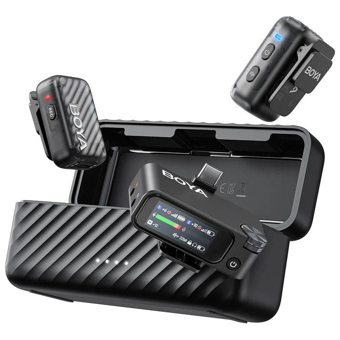 Boya 51258797850913 BOYAMIC 2 Microfono Lavalier Wireless con Trasmettitore Bodypack 2 TX 1 RX 30m Portata 90 dB SNR 115 dB Max SPL colore Nero