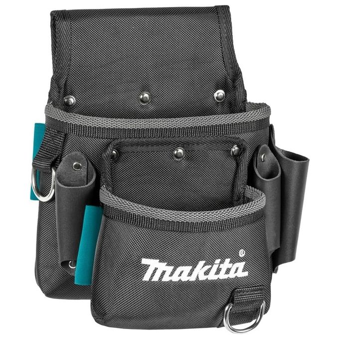 Makita E-15198 Borsa per Installatori con 2 Tasche e 4 Passanti Elastici colore Nero Grigio Verde