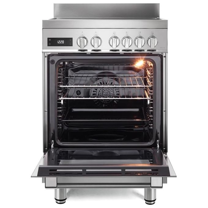 De Longhi PRO66MXLIN Cucina Elettrica Induzione 4 Fuochi Forno Elettrico Ventilato con Grill e Vapore 60x60 colore Inox