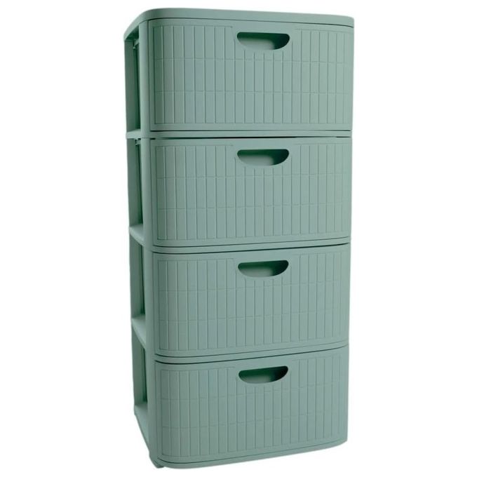 Stefanplast 774 Domus Cassettiera 4 Cassetti in Plastica Rigenerata con Piedini e Ruote colore Verde