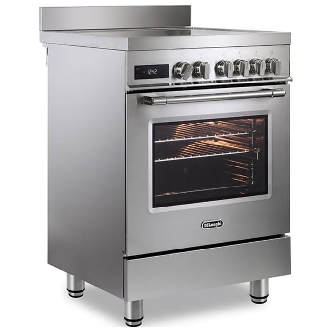De Longhi PRO66MXLIN Cucina Elettrica Induzione 4 Fuochi Forno Elettrico Ventilato con Grill e Vapore 60x60 colore Inox