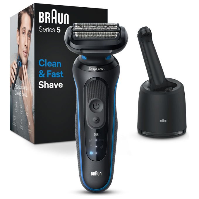 Braun 52-B7000CC Series 5 Rasoio elettrico a lamina con tecnologia EasyClean testina 1 pezzo autonomia 50 min colore Nero