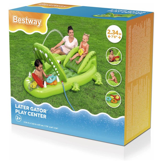 Bestway 53169 Later Gator Parco Giochi Acquatico Gonfiabile Coccodrillo 234x163x87 cm dai 2 anni colore Verde