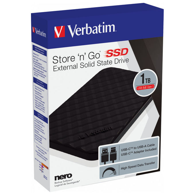 Verbatim 53230 SSD Portatile Store 'n' Go 1 TB USB 3.2 Gen 1 Nero