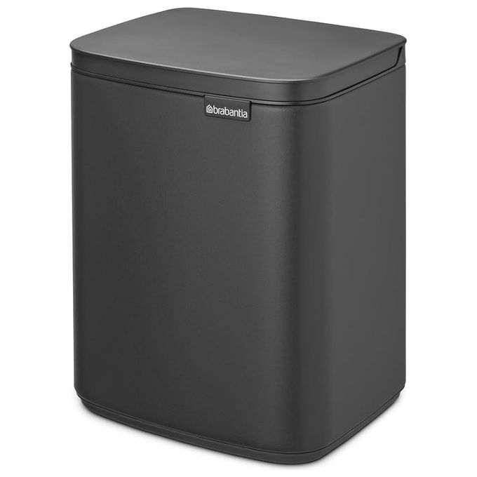 Brabantia 233722 Bo Pattumiera 7L Rettangolare Compatto con Coperchio Soft-Close Secchio Interno Rimovibile Design Montabile a Parete o Indipendente per Bagno Cucina Ufficio colore Mineral Infinite Grey