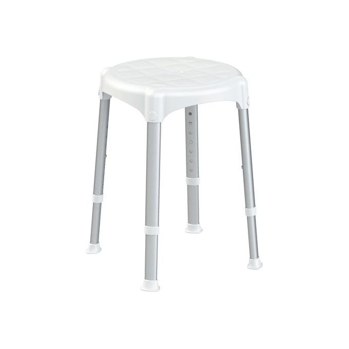 K Design Sgabello Bagno Regolabile H39-54 cm Bianco Acciaio Cromato e Polipropilene Antiscivolo