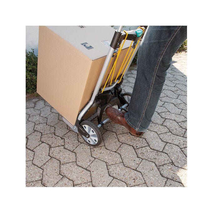 Wolfcraft 5501000 TS 850 Sistema di Trasporto Pieghevole Carico Massimo 100 Kg Ruote Antiforatura Ø 18 cm Manico Regolabile fino a 110 cm colore Nero