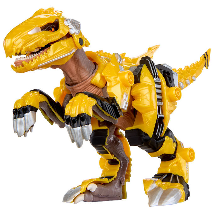 MGA 552284-EUC Armorsaurs Dinosauro Raptor con 7 Pezzi di Armatura Rimovibili Azione Morso Attivata dalla Coda colore Giallo