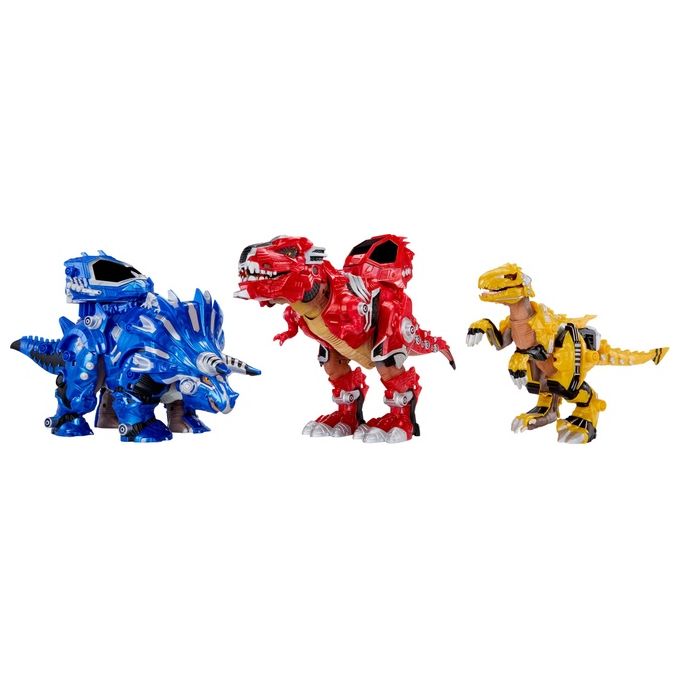 MGA 552284-EUC Armorsaurs Dinosauro Raptor con 7 Pezzi di Armatura Rimovibili Azione Morso Attivata dalla Coda colore Giallo