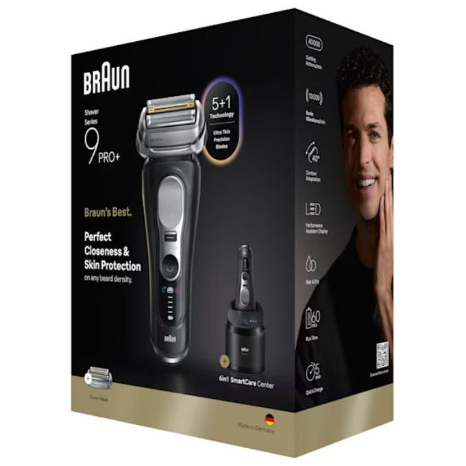 Braun 8700216554275 Series 9 Pro Rasoio elettrico a testine 6 uso bagnato e asciutto autonomia 60 min colore Nero Argento