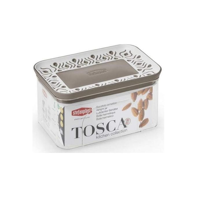 Stefanplast Barattolo Rettangolare Ermetico Linea Tosca Palace per Alimenti 0,7 Litri Tortora