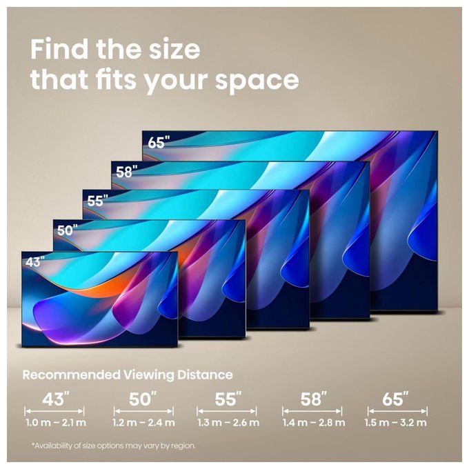 Hisense 55A6S Smart TV 55'' 4K Ultra HD QLED HomeOS Wi-Fi HDR10 HDMI 2.1 20W DTS Virtual:X colore Nero