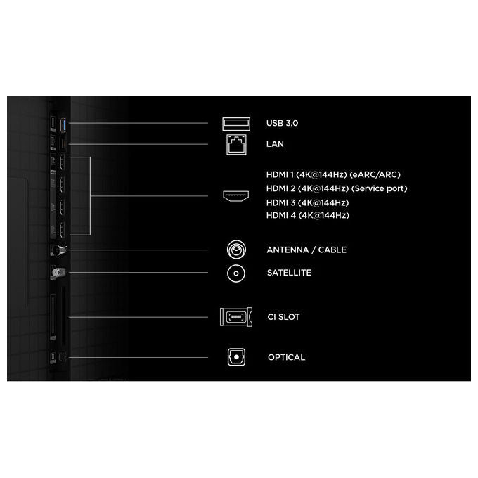 TCL 55C8L C8L TV 55'' 4K UHD SQD-Mini LED 144Hz Google TV Dolby Vision Atmos Audio Bang and Olufsen colore Nero