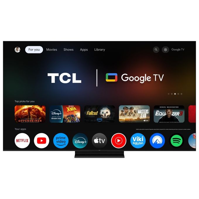 TCL 55C8L C8L TV 55'' 4K UHD SQD-Mini LED 144Hz Google TV Dolby Vision Atmos Audio Bang and Olufsen colore Nero