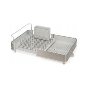 Joseph Joseph 851692 Extend Steel Scolapiatti Espandibile con Spazio per Posate e Guida per Taglieri colore Beige