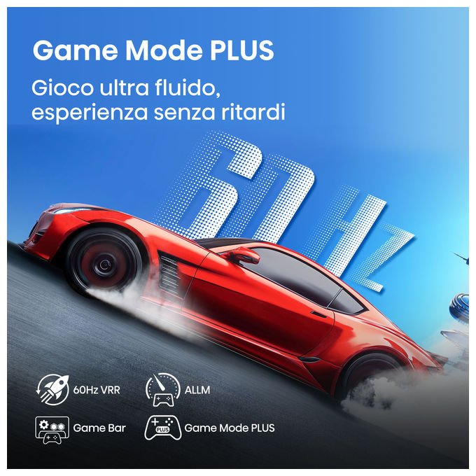 Hisense smart tv QLED 55 pollici 4K, 55E7Q, Dolby Vision, Dolby Atmos, HDR10+, VIDAA, Wi-Fi, game mode