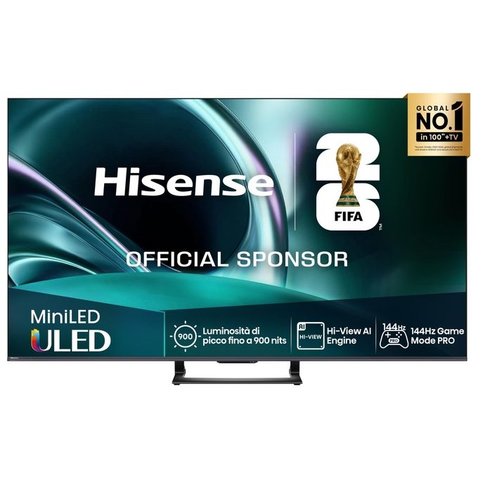 Hisense 55U7Q, tv mini led 55 pollici, 4K UHD, 144Hz, Dolby Vision, Dolby Atmos, ULED, smart tv VIDAA, quantum dot