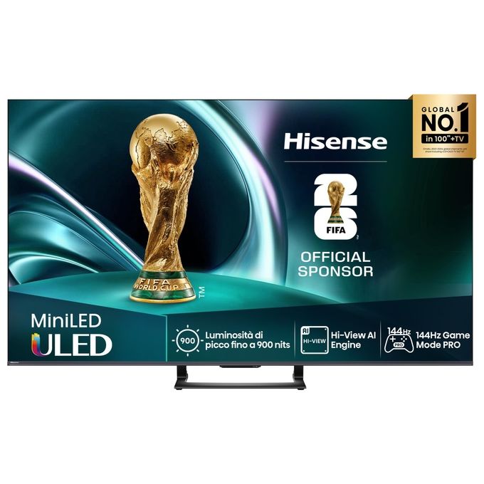 Hisense 55U7Q, tv mini led 55 pollici, 4K UHD, 144Hz, Dolby Vision, Dolby Atmos, ULED, smart tv VIDAA, quantum dot