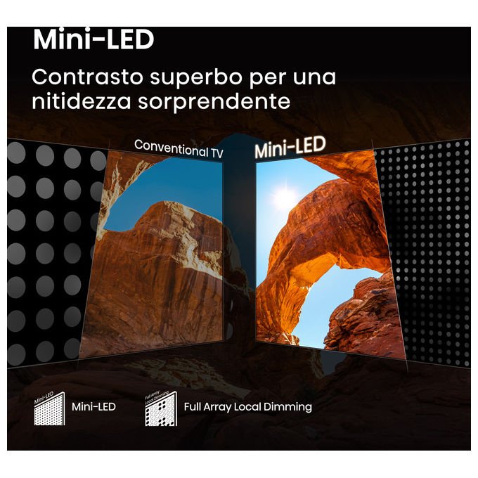 Hisense 55U7Q, tv mini led 55 pollici, 4K UHD, 144Hz, Dolby Vision, Dolby Atmos, ULED, smart tv VIDAA, quantum dot