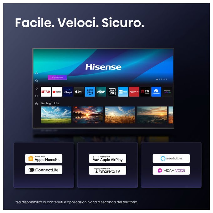 Hisense 55U7Q, tv mini led 55 pollici, 4K UHD, 144Hz, Dolby Vision, Dolby Atmos, ULED, smart tv VIDAA, quantum dot