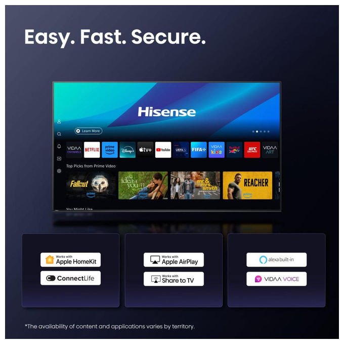 Hisense 55U7Q, tv mini led 55 pollici, 4K UHD, 144Hz, Dolby Vision, Dolby Atmos, ULED, smart tv VIDAA, quantum dot