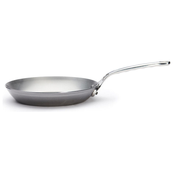 DE BUYER 5680.24 Mineral B Pro Padella rotonda in acciaio al carbonio con rivestimento in cera d'api 24 cm adatta per tutti i piani cottura inclusa induzione colore Nero