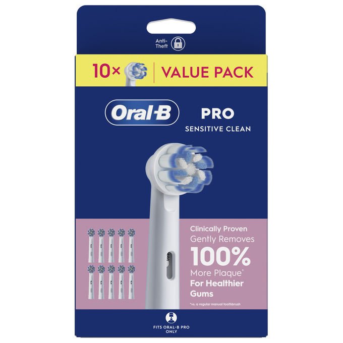 Oral-B 8700216987516 PRO Sensitive Clean Testina di Ricambio 10 Pezzi Setole Ultra-Morbide Indicatore Usura colore Bianco