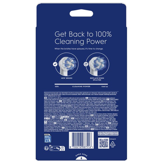Oral-B 8700216987516 PRO Sensitive Clean Testina di Ricambio 10 Pezzi Setole Ultra-Morbide Indicatore Usura colore Bianco