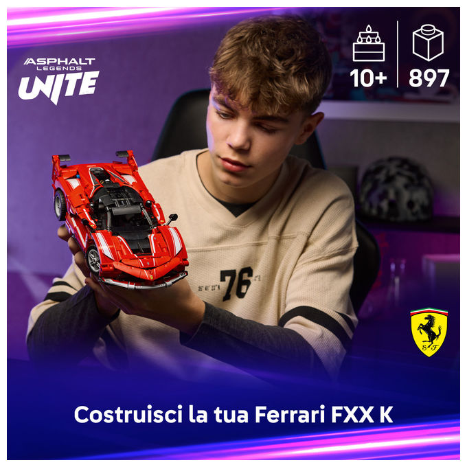 Lego 42212 Ferrari FXX K Set da Costruzione con Motore V12 Pistoni Mobili Differenziale Realistico Portiere a Farfalla colore Rosso