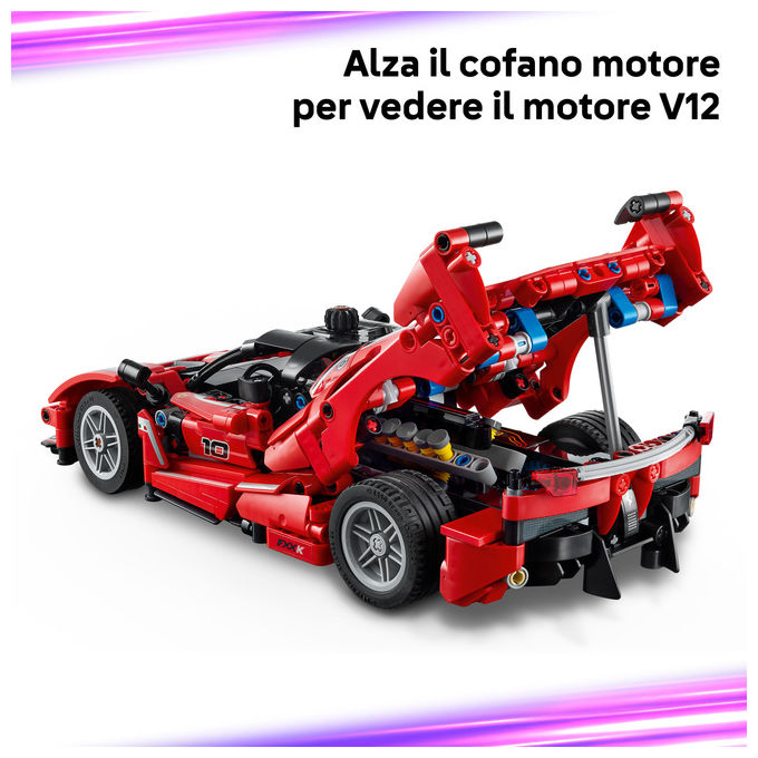 Lego 42212 Ferrari FXX K Set da Costruzione con Motore V12 Pistoni Mobili Differenziale Realistico Portiere a Farfalla colore Rosso