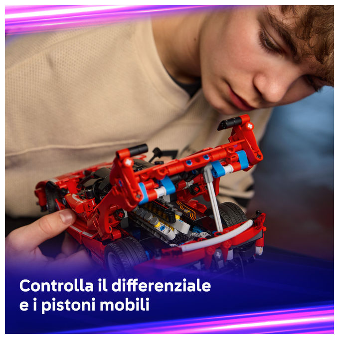 Lego 42212 Ferrari FXX K Set da Costruzione con Motore V12 Pistoni Mobili Differenziale Realistico Portiere a Farfalla colore Rosso