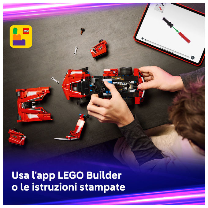 Lego 42212 Ferrari FXX K Set da Costruzione con Motore V12 Pistoni Mobili Differenziale Realistico Portiere a Farfalla colore Rosso