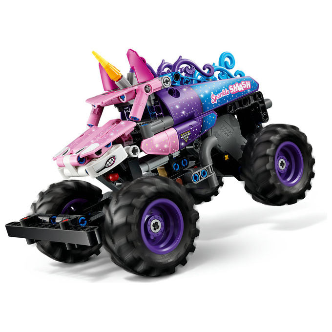 Lego 42220 Technic Monster Jam Sparkle Smash Camion Giocattolo Pull-Back con Dettagli di Unicorno e Stelle Scintillanti colore Multicolore