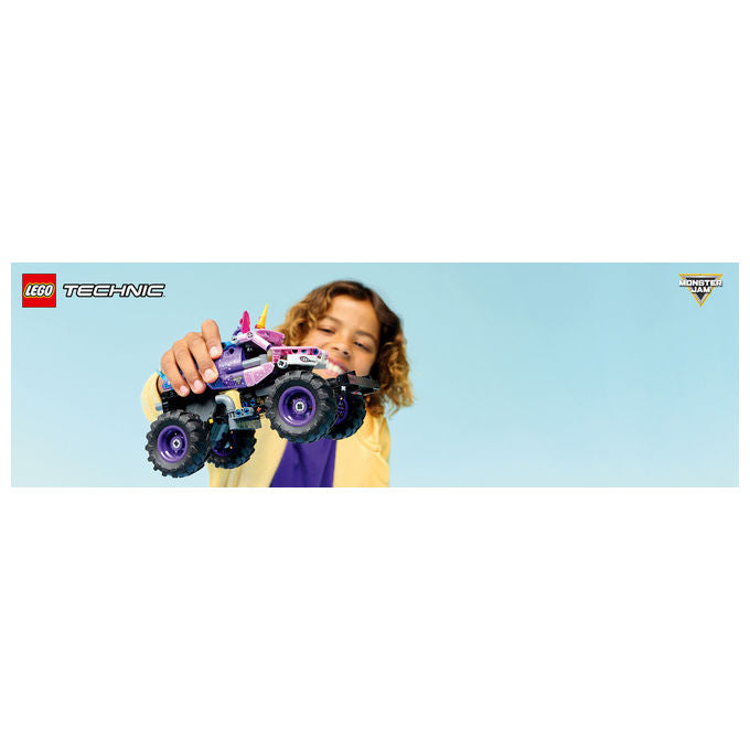 Lego 42220 Technic Monster Jam Sparkle Smash Camion Giocattolo Pull-Back con Dettagli di Unicorno e Stelle Scintillanti colore Multicolore