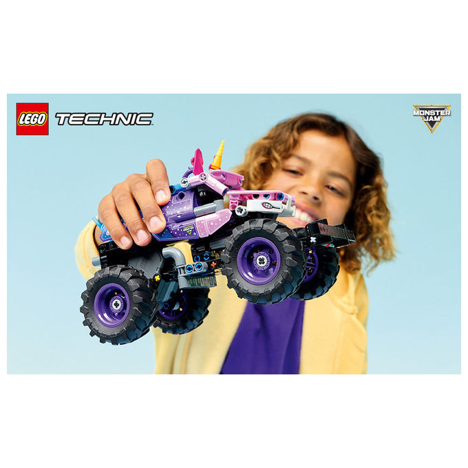 Lego 42220 Technic Monster Jam Sparkle Smash Camion Giocattolo Pull-Back con Dettagli di Unicorno e Stelle Scintillanti colore Multicolore