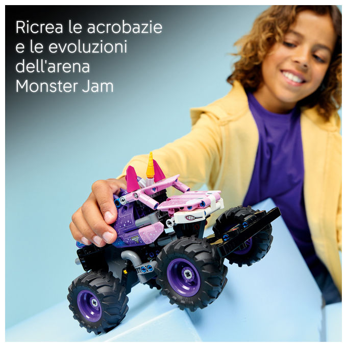 Lego 42220 Technic Monster Jam Sparkle Smash Camion Giocattolo Pull-Back con Dettagli di Unicorno e Stelle Scintillanti colore Multicolore
