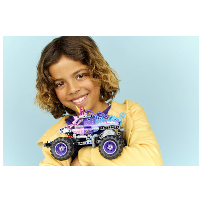 Lego 42220 Technic Monster Jam Sparkle Smash Camion Giocattolo Pull-Back con Dettagli di Unicorno e Stelle Scintillanti colore Multicolore