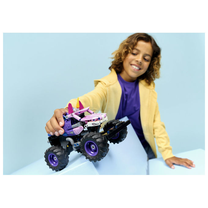 Lego 42220 Technic Monster Jam Sparkle Smash Camion Giocattolo Pull-Back con Dettagli di Unicorno e Stelle Scintillanti colore Multicolore