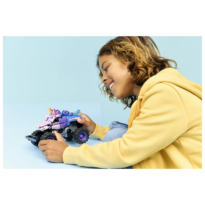 Lego 42220 Technic Monster Jam Sparkle Smash Camion Giocattolo Pull-Back con Dettagli di Unicorno e Stelle Scintillanti colore Multicolore