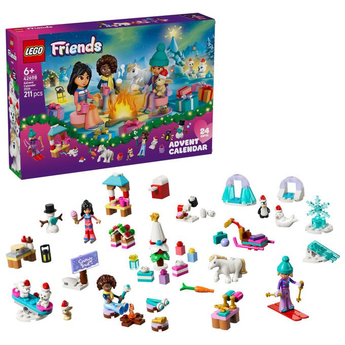 Lego 42698 LEGO Friends Calendario dell'Avvento 2026 con 211 pezzi 3 mini bamboline e 6 mini animali colore Multicolore