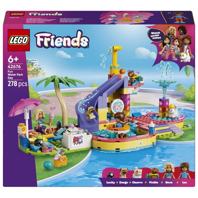 Lego 42676 Friends Set Costruzione Parco Acquatico con Scivolo 2 Mini Bamboline 4 Animali 278 Pezzi da 6 Anni