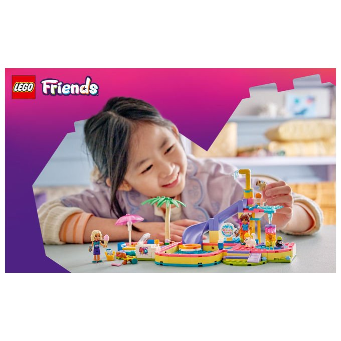 Lego 42676 Friends Set Costruzione Parco Acquatico con Scivolo 2 Mini Bamboline 4 Animali 278 Pezzi da 6 Anni