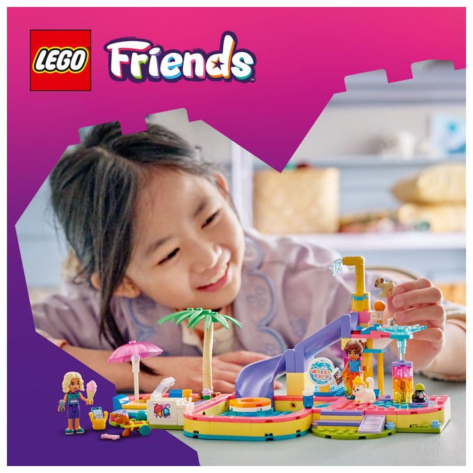 Lego 42676 Friends Set Costruzione Parco Acquatico con Scivolo 2 Mini Bamboline 4 Animali 278 Pezzi da 6 Anni