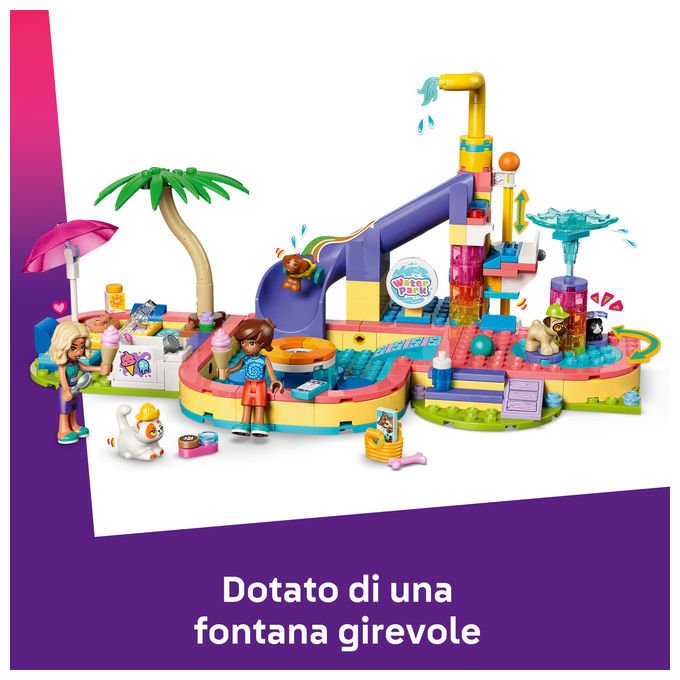 Lego 42676 Friends Set Costruzione Parco Acquatico con Scivolo 2 Mini Bamboline 4 Animali 278 Pezzi da 6 Anni