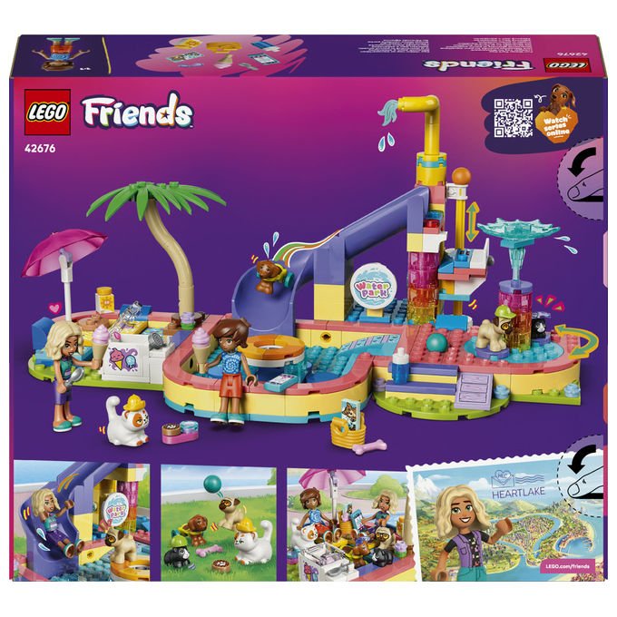 Lego 42676 Friends Set Costruzione Parco Acquatico con Scivolo 2 Mini Bamboline 4 Animali 278 Pezzi da 6 Anni