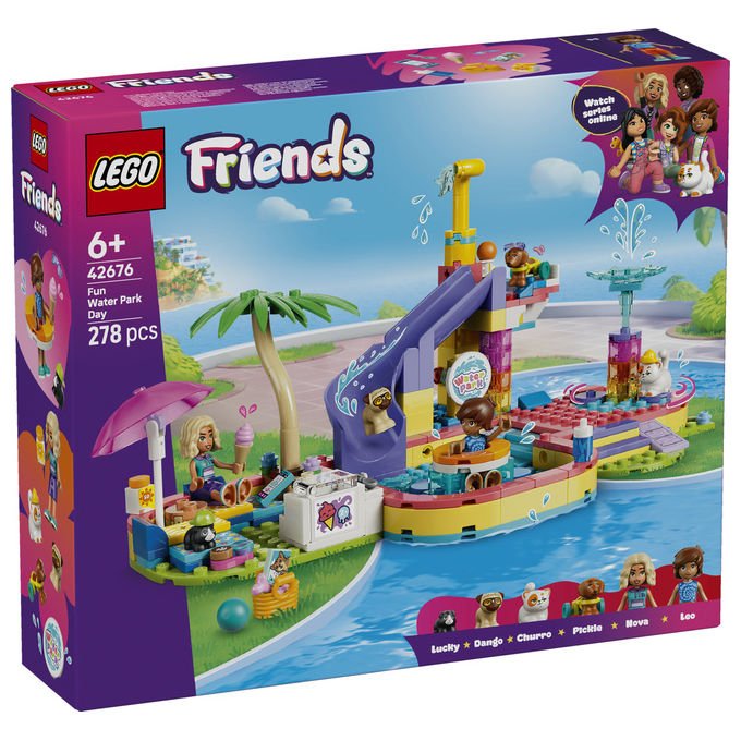 Lego 42676 Friends Set Costruzione Parco Acquatico con Scivolo 2 Mini Bamboline 4 Animali 278 Pezzi da 6 Anni